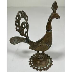 VTG Egyptian Peacock Brass Eyeliner Flask Bird Figurine Makeup Beauty Bird